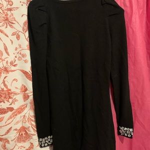 Moda Sweater Dress with rhinestone sleeves